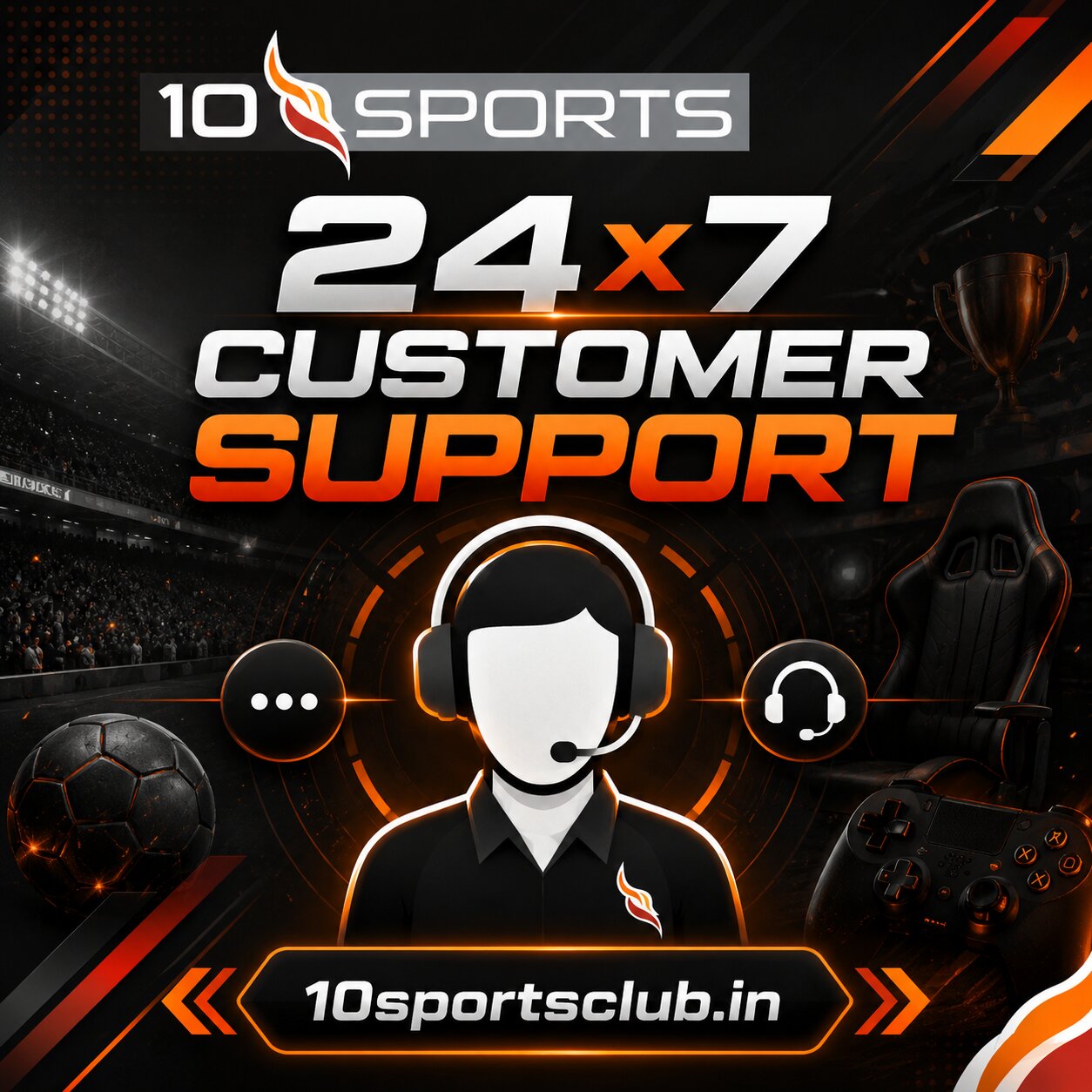 10Sports 24×7 customer support via WhatsApp and official channels