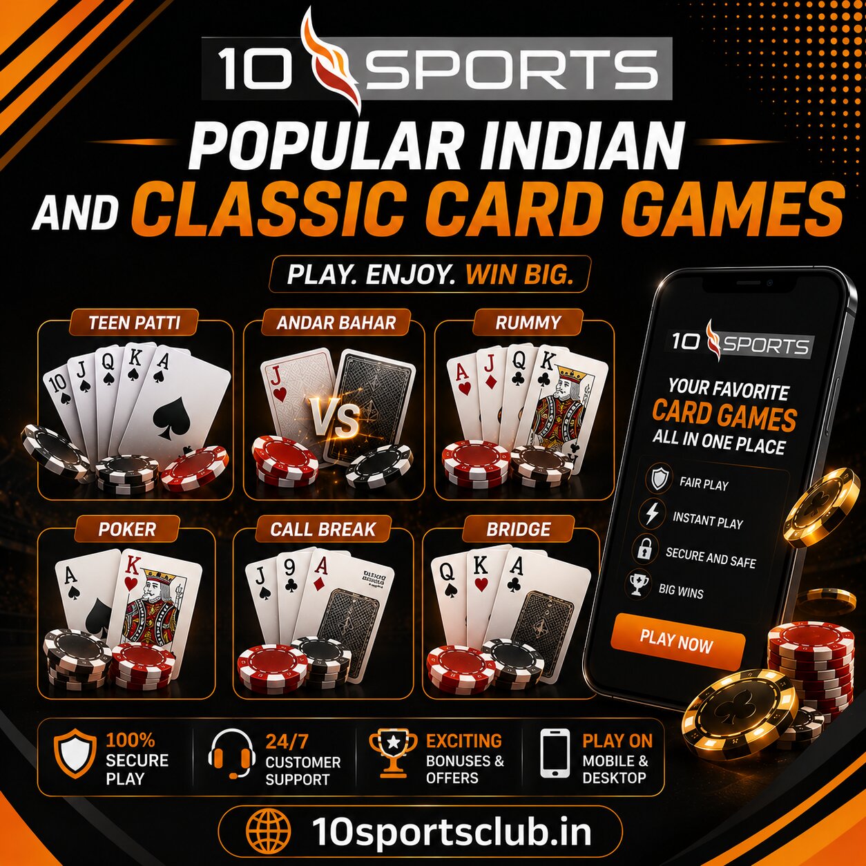 Popular Indian and classic card games — Teen Patti, Andar Bahar, Rummy